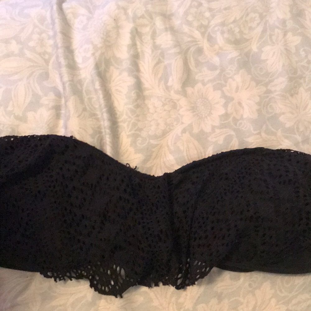 Black lace overlay bathing suit top